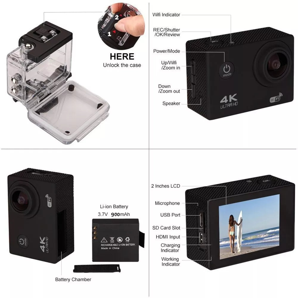 4K Waterproof Action Camera SJ9000 WiFi Sports Camcorder with Remote