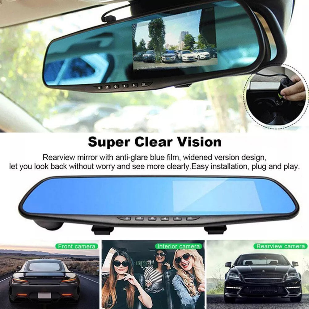 1080P HD Rearview Mirror Car DVR Dual Dash Cam – Front & Rear Video Recorder