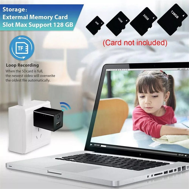 1080P HD Mini Wifi Camera Phone Charger Motion Detection Home Office Security