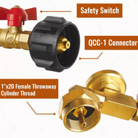 1Lb to 20Lb Propane Tank Refill Adapter with Gauge & ON/OFF Control Valve