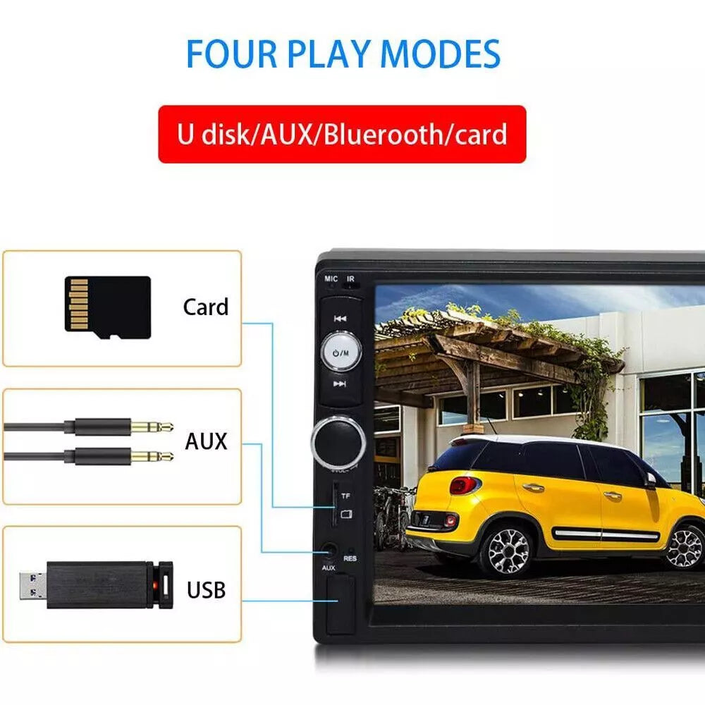 7" Double 2 DIN Car MP5 Player – Bluetooth Touch Screen Stereo Radio with Backup Camera