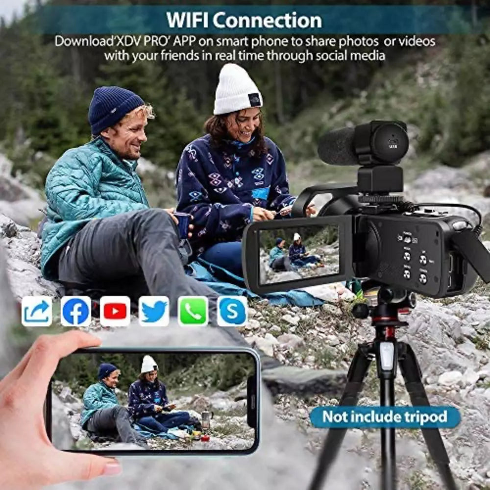 4K WiFi Video Camera Camcorder 48MP Vlogging Camera with Microphone for YouTube