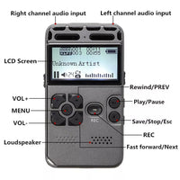 64GB Digital Voice Recorder & MP3 Player – Rechargeable with LCD Display