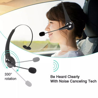 Wireless Bluetooth Noise-Canceling Headset with Boom Mic – Ideal for Truckers