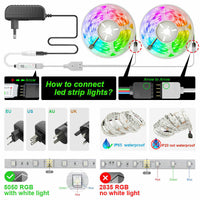 LED Strip Lights 100ft 50ft Music Sync Bluetooth 5050 RGB Room Light