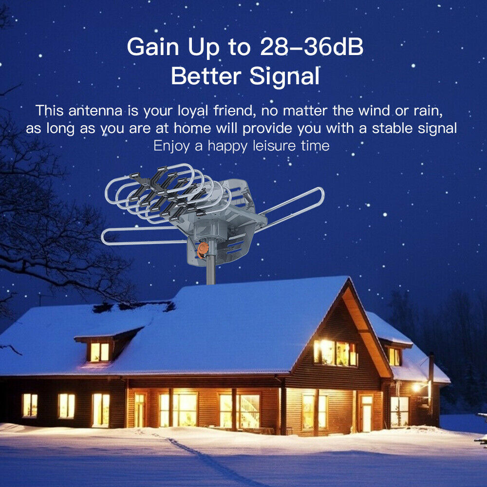 990-Mile Range Outdoor HD TV Antenna - UHF/VHF 4K Reception