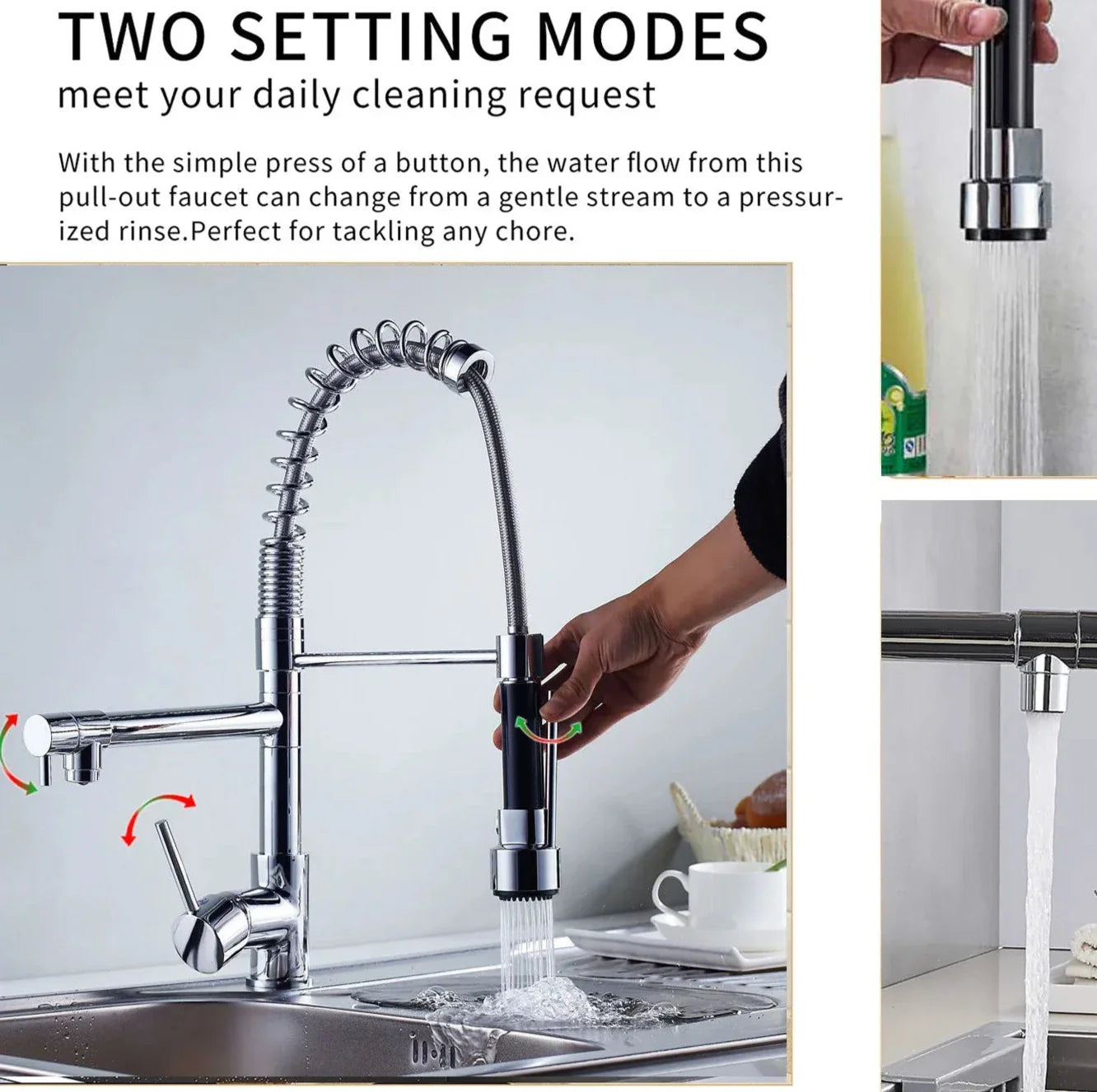 Single Handle Chrome Kitchen Faucet with Pull-Out Spray