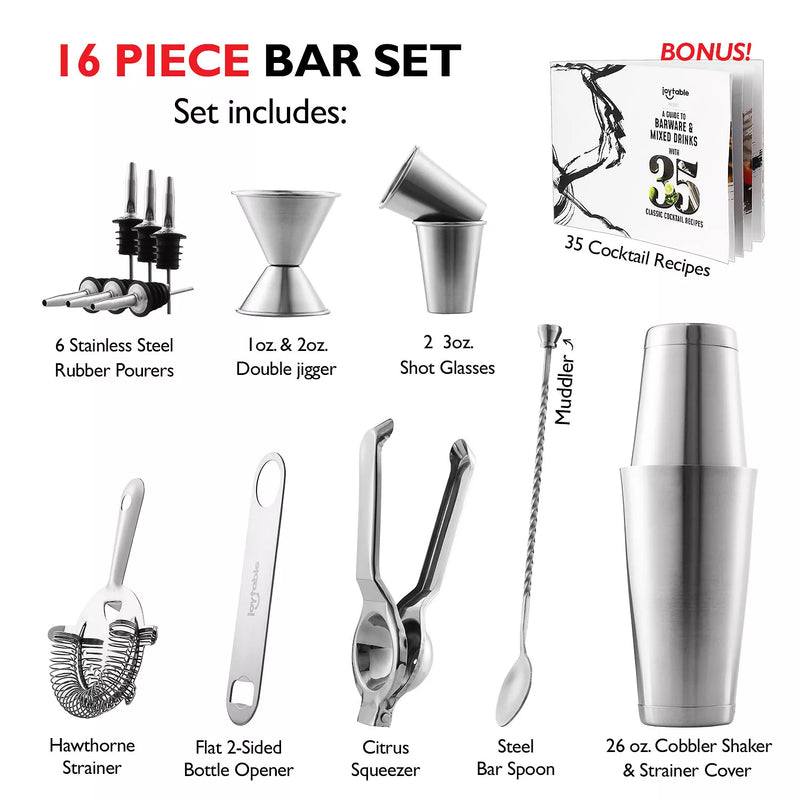 Professional Bartender Kit with Essential Cocktail Tools