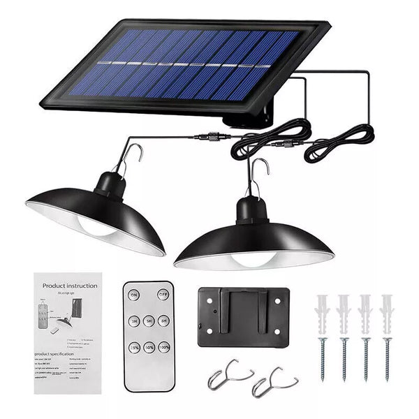 Solar Powered Double Head LED Pendant Light