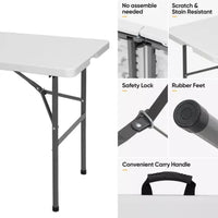 4 FT Portable Folding Table for Party Dining