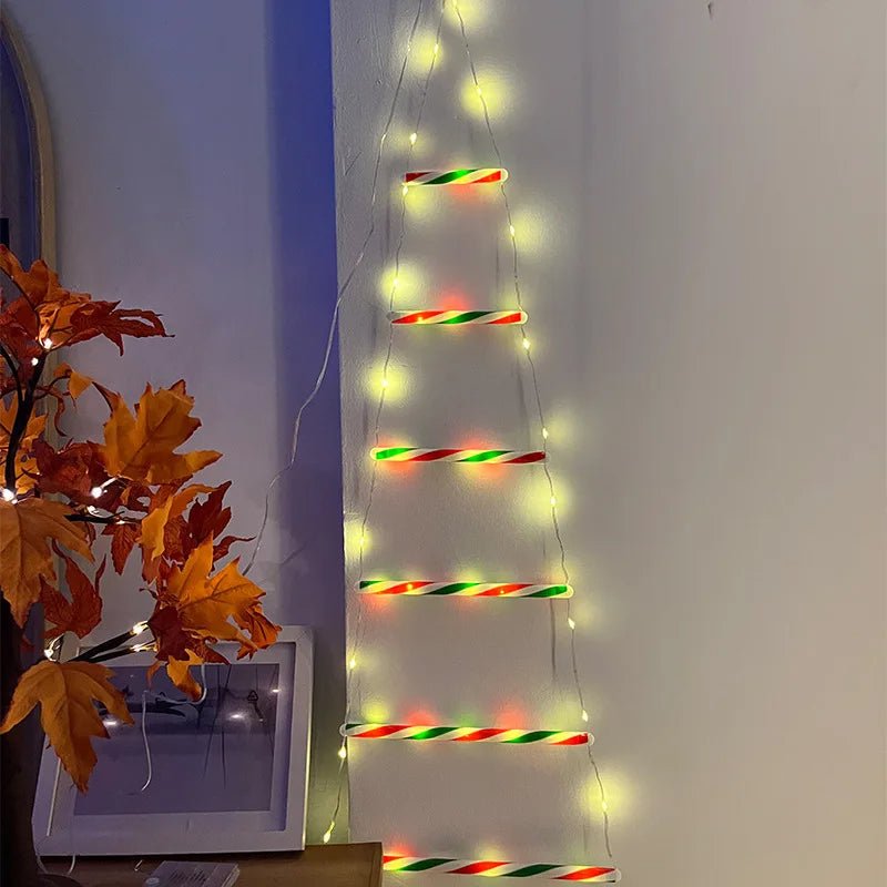 Santa Claus Climbing Ladder with LED String Lights with 8 Lighting Modes