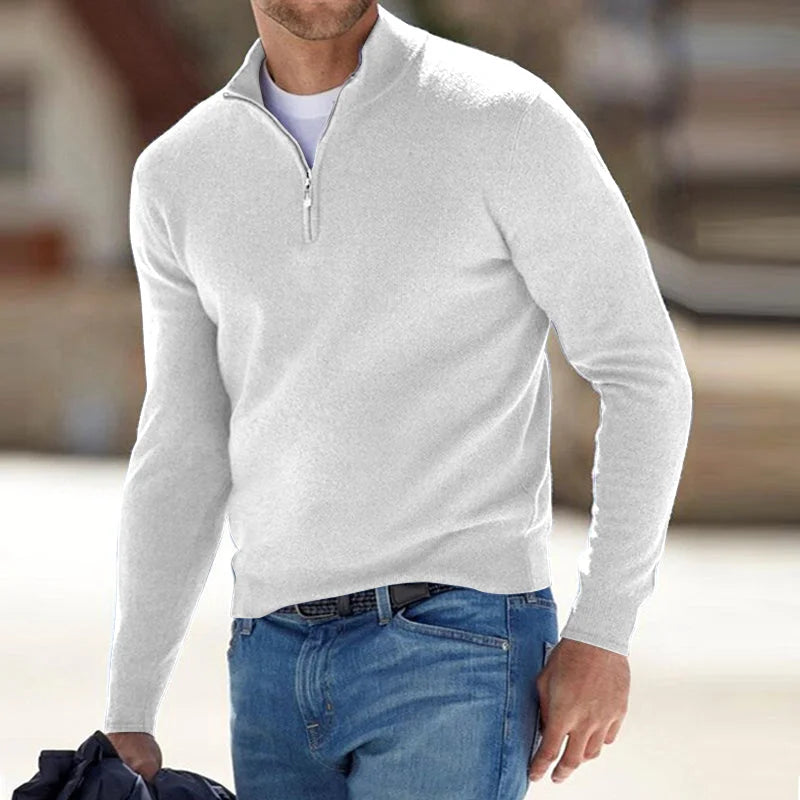 Basic-Pullover im Kaschmir-Stil für Herren mit Reißverschluss (Polyester) 