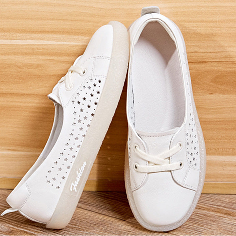 Silvia Sequins Design Casual Lace-Up Flat Sneakers!