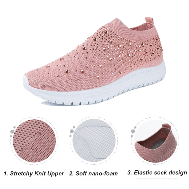 Anicia Crystal Breathable Orthopedic Slip-On Walking Shoes