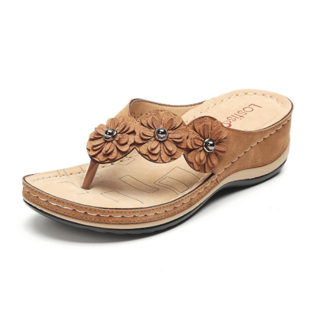 Thetis – Leichte Sandalen mit Zehenclip und Blumenmuster