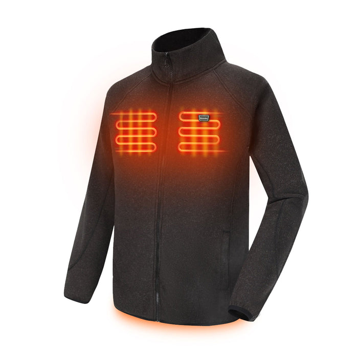 Heated Fleece Jacket for Men with 5V 12000mah Battery Pack, Zip Up Fleece Sweatshirt