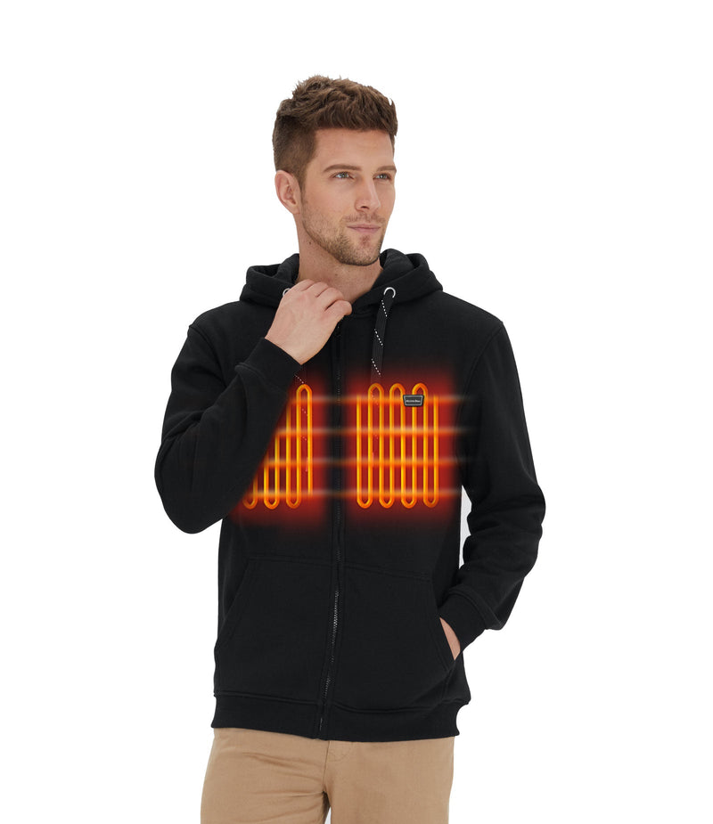 Full Zip Fleece Jacket Hooded Sweatshirt Heated Hoodie