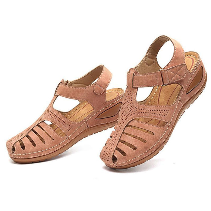 Terentia Soft PU Leather Closed Toe Vintage Anti-Slip Sandals
