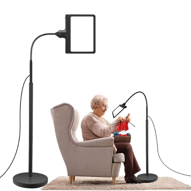 Full-Page 5X Magnifying Glass Book Reading Floor Lamp