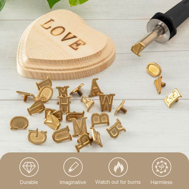 DIY Wood Burning/Carving Set | DIY Wood Burning Set + 26 Letters Copper Mold