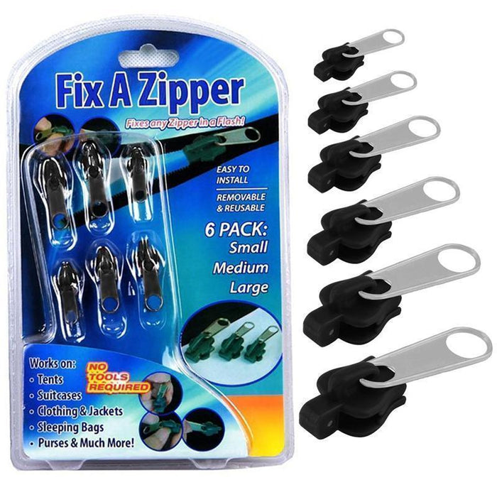 Original Fix Zip Instant Zipper Repair Pulls Slider Replacement ( 6 Pcs Pack)