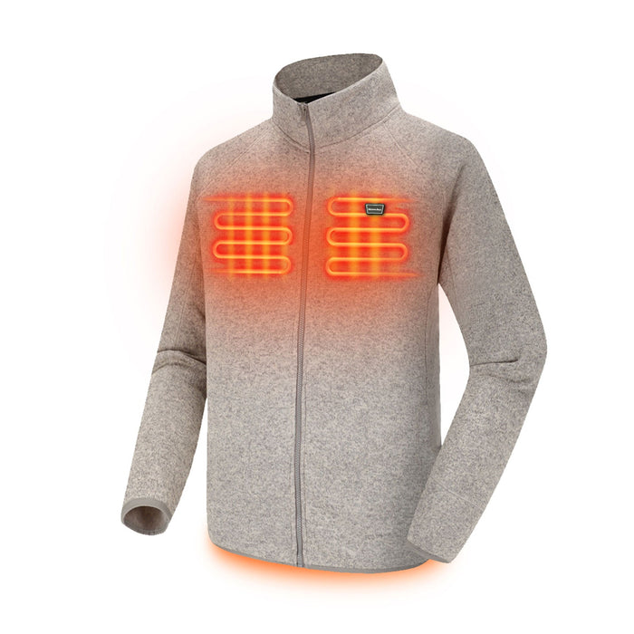 Heated Fleece Jacket for Men with 5V 12000mah Battery Pack, Zip Up Fleece Sweatshirt
