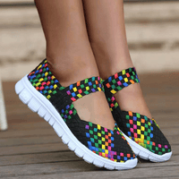 Neriah Breathable Elastic Band Woven Light Flat Shoes