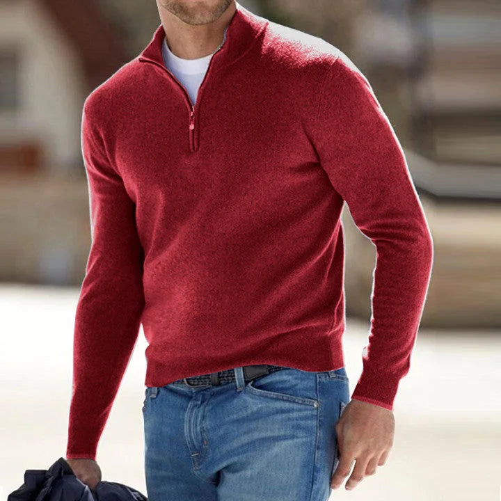 Basic-Pullover im Kaschmir-Stil für Herren mit Reißverschluss (Polyester) 