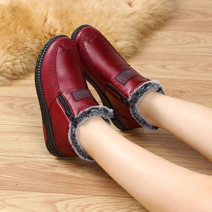 Women's Waterproof Non-slip Cotton Leather Boots
