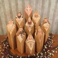 9pcs Heaven Nativity Tree Pillar Statues