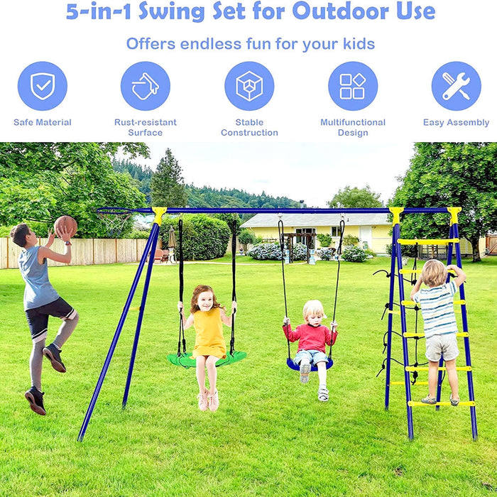 5 in 1 Play Set Outdoor Metal for Kids - Swing Set
