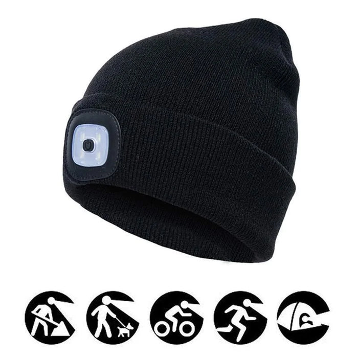 Winter Unisex LED Knitted Beanie Hat, Warm Beanie Cap with LED Light