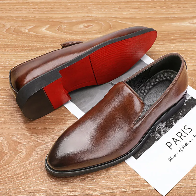 Herren Vintage Leder Abendschuhe Rote Sohle Schuhe