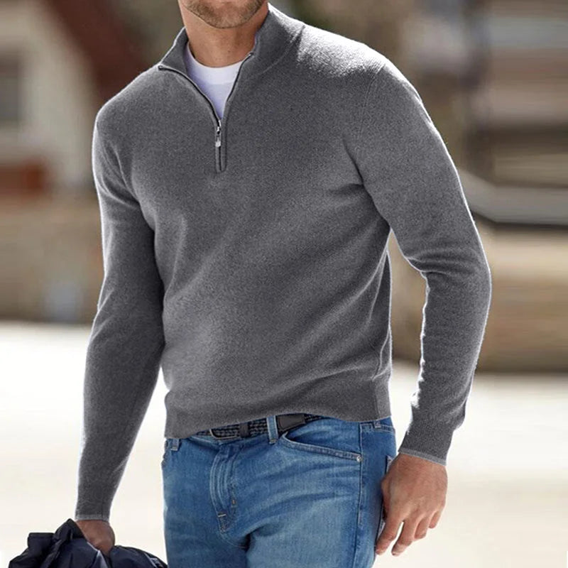 Basic-Pullover im Kaschmir-Stil für Herren mit Reißverschluss (Polyester) 