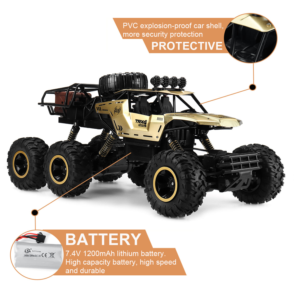 6-Rad RC Monster Truck mit Doppelmotoren