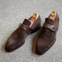 Men's faux suede buckle strap business workwear shoes Fall winter slip on loafers