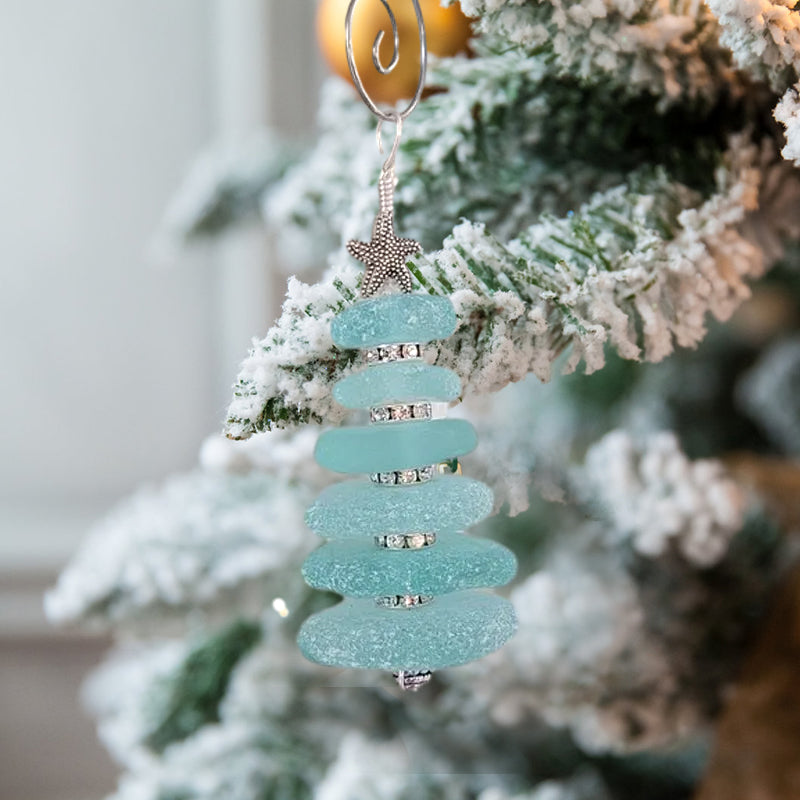 Weihnachtsbaumschmuck aus Ozeanglas 