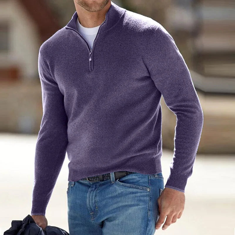 Basic-Pullover im Kaschmir-Stil für Herren mit Reißverschluss (Polyester) 