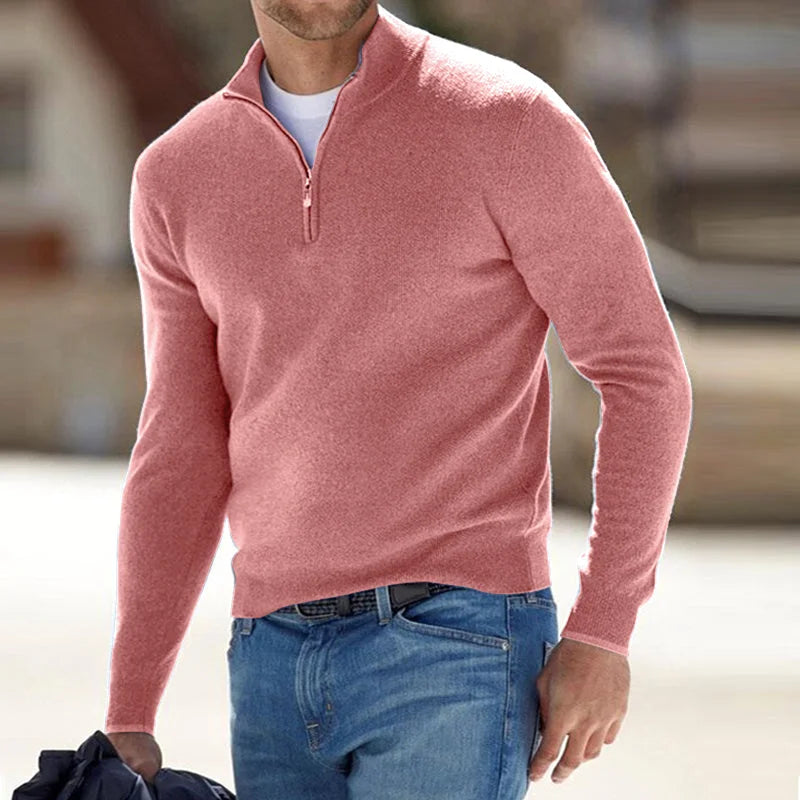 Men's Cashmere Style Zipper Basic Sweater (Polyester)