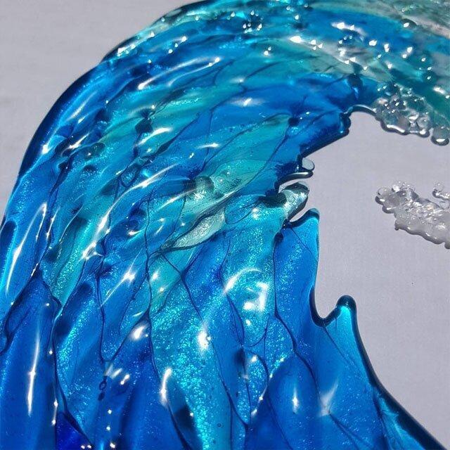 Ozeanwelle - Skulptur aus geschmolzenem Glas 