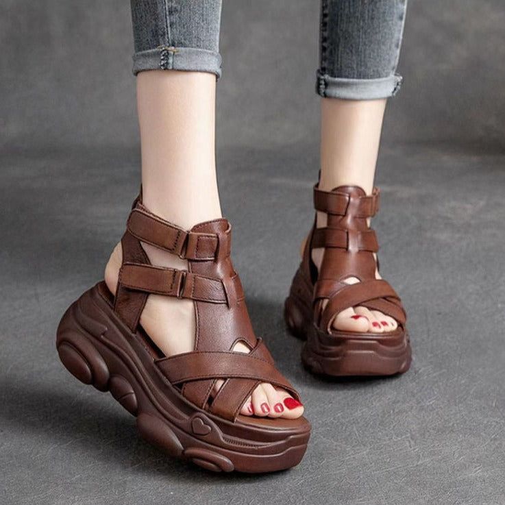 Mariella Mid Heel Wedge Sandals