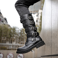 Urban Biker Buckle Boots Lace-Up