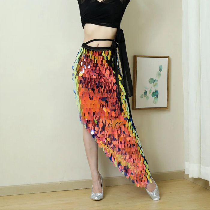 Belly Dance Hip Sequin Scarf Skirt