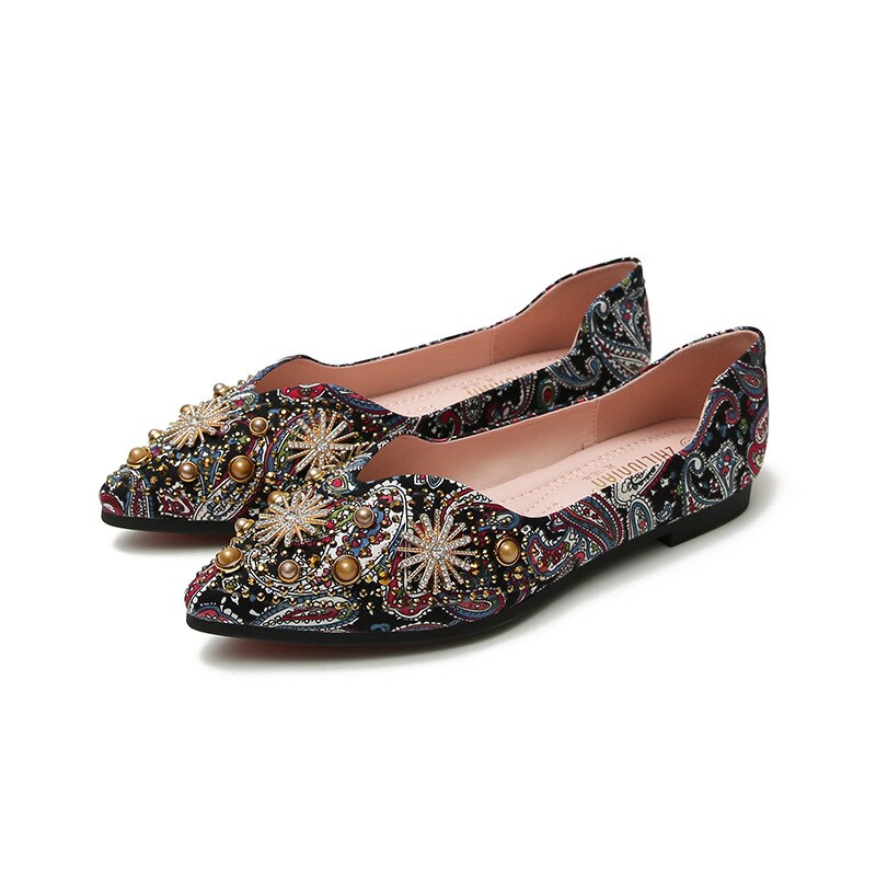 Aureliana Elegante flache Schuhe mit Strass-Blumen 