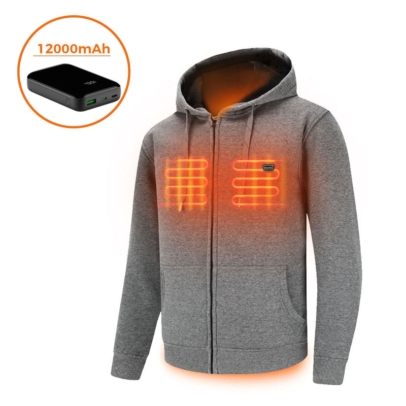 Full Zip Fleece Jacket Hooded Sweatshirt Heated Hoodie