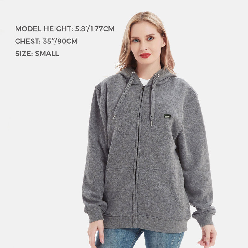 Full Zip Fleece Jacket Hooded Sweatshirt Heated Hoodie