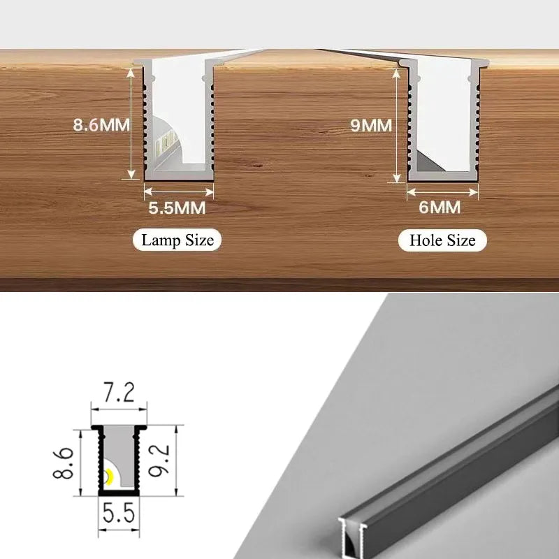 Ultradünne, unsichtbare LED-Lichtleiste zum Einbau unter den Schrank