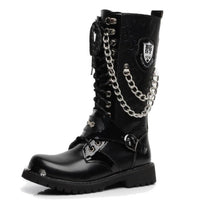 Urban Biker Buckle Boots Lace-Up