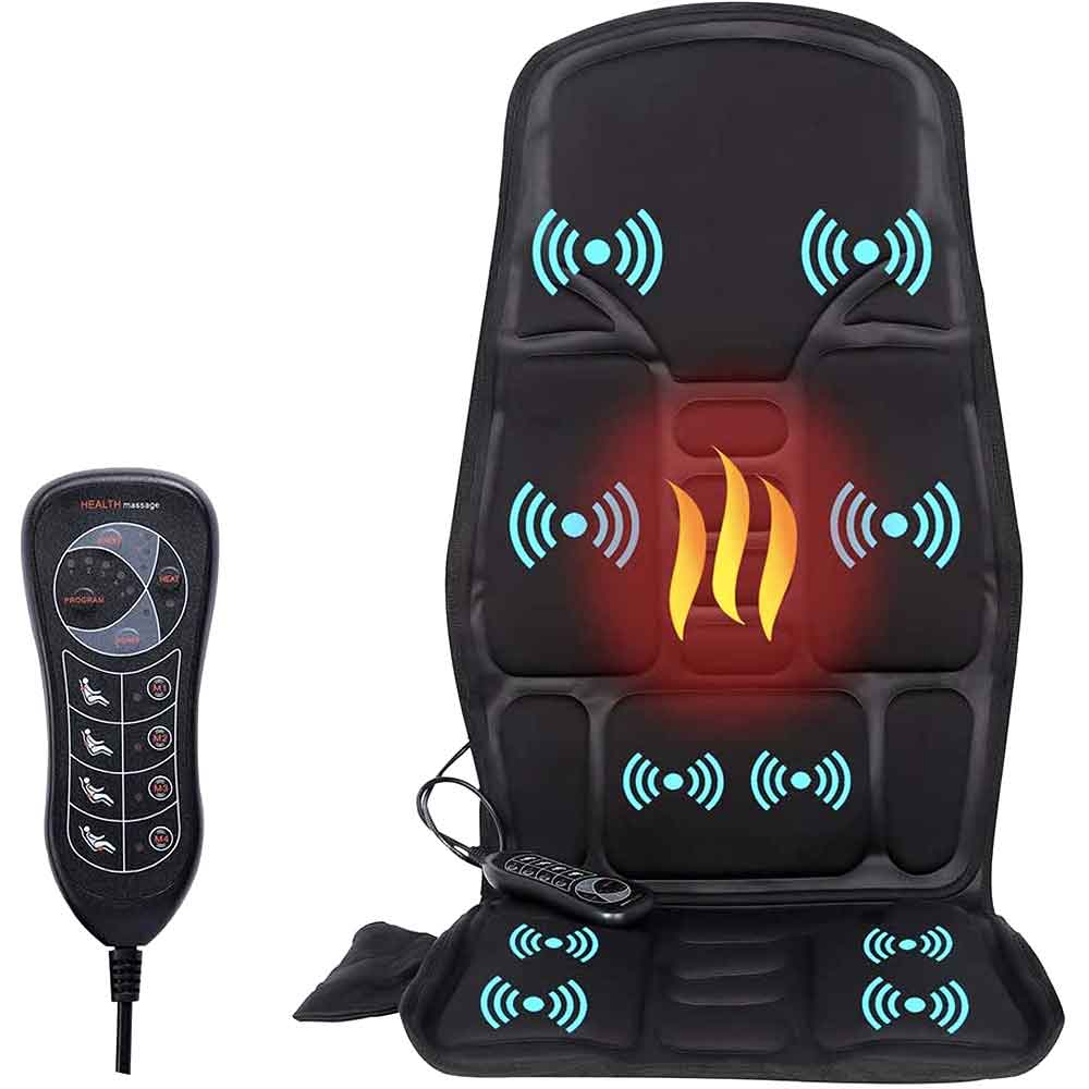 8 Mode Massage Chair Pad With Heated Back Neck Cushion For Car & Home