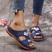 Domina Flower Embroidered Vintage Casual Wedges Sandals